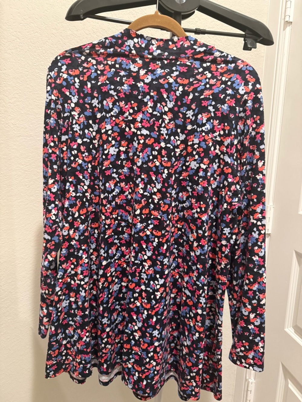 Lane Bryant Black Floral Tunic Top with Pink and White Accents